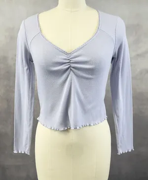 Stitch Pine Womens Waffle Knit Top Medium Purple Y2K‎ Soft Girl Fairy Grunge thumbnail 1