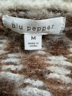 Blu Pepper Mocha Mixed Checker Sweater, Size M, MSRP $64 thumbnail 6