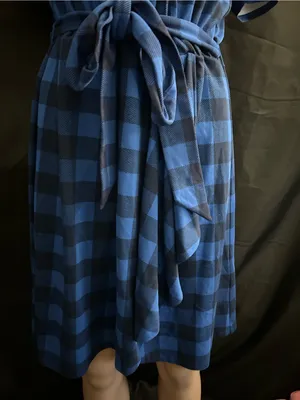 Draper James Women’s Blue Plaid Wrap Dress with Tie Waist MD NWT thumbnail 8