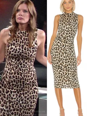 Alice + Olivia Delora Fitted Mock Neck Midi Dress Leopard Print thumbnail 2