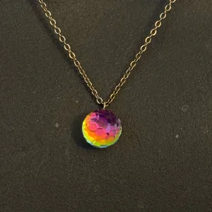 Vintage rainbow prism crystal pendant necklace thumbnail 2