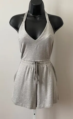 Unveil Bamboo Relaxed Beachy Sporty Chic Loungewear Romper XS-L Heather Grey thumbnail 1