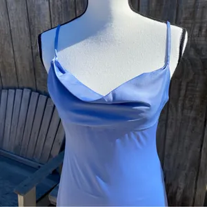 WeWoreWhat Slate Blue Cowl Satin Spaghetti Strap Midi Dress Size 2 thumbnail 6