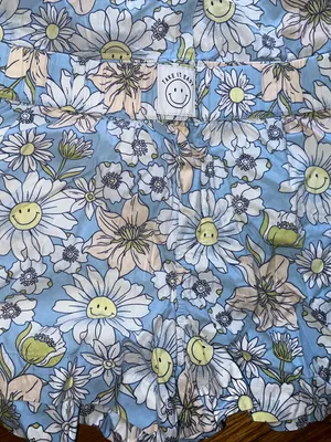 Jenni Intimates Floral Smiley Face Pajama Set Medium Blue Retro Boho Preppy Y2K thumbnail 4