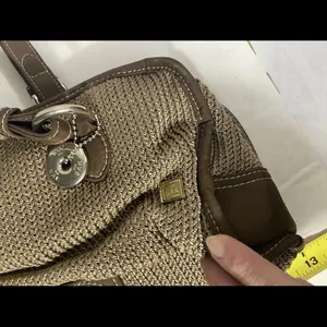 The Sak Woven Crochet Shoulder Bag Brown Taupe Satchel Purse Zip Top thumbnail 2
