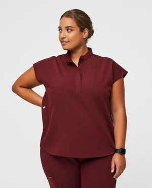 Figs Womens Rafaela Oversized Scrub Top Technical Collection Wine Red Size XL thumbnail 2