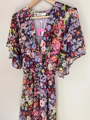 Amanda Uprichard Mini Dress‎ Floral Belted Sz Large thumbnail 3