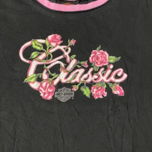 Harley Davidson Classic Floral Tee Womens Size M Black‎ Pink Biker thumbnail 3