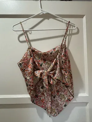 French Kiss Bandana-Like Floral Satin Tank Top thumbnail 2