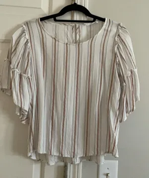 American Threads Striped  Top Ruffle Sleeves thumbnail 1