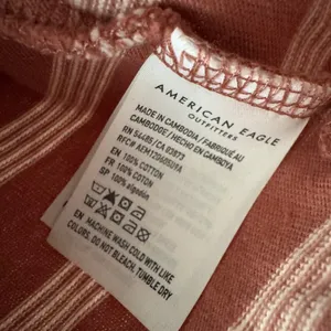 American Eagle Salmon‎ Pink and White Striped Cropped Polo Shirt thumbnail 6
