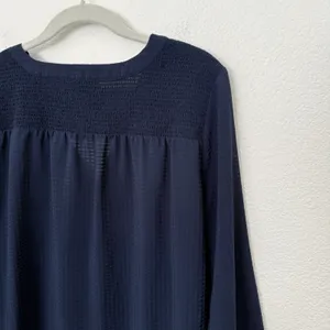 [Ann Taylor] Navy Blue V-Neck Chiffon Blouse 3/4 Length Sleeves Work Sz Large L thumbnail 8