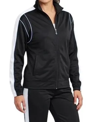 Steve & Barry's Retro Black Track Jacket White L Blue Athletic Zip Up Warm Up thumbnail 1