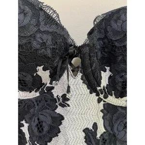 Victoria’s Secret Black White Lace Bustier Corset Garter Lingerie‎ 34C thumbnail 3