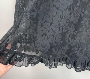 Victoria’s Secret Black Floral Lace Slip Dress Medium Ruffle Hem Sexy Lingerie thumbnail 7
