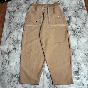 Nike Sherpa Teddy Beige tan Track pants size small pull on casual thumbnail 6