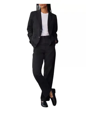 Buck Mason Women’s Black Straight Leg Cotton Lyocell Pants Size 25 Raw Hem thumbnail 5