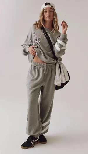 NWT Free People Movement All Star Logo Pants In Heather Gray White Combo $98 MSRP No refunds or cancellation’s thumbnail 4