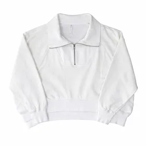 Daily Practice by Anthropologie White 1/4 Zip Cropped Sweatshirt Size L thumbnail 4