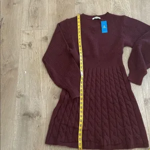 Cupshe Morning Brew Brown Mini Sweater Dress, Size Large, NWT thumbnail 10