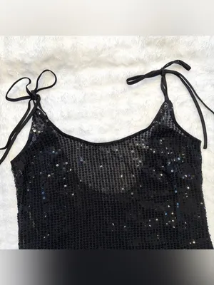 NWT LULUS Women Beachside Stunner Black Sequin Swim Cover-Up Size Medium thumbnail 8