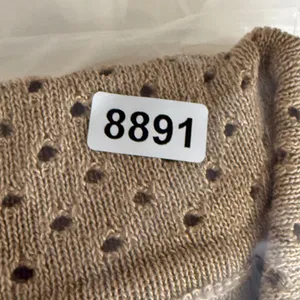 Tan‎ Striped Pointelle Knit Button Up Short Sleeve Polo Shirt Collared Sweater M thumbnail 5