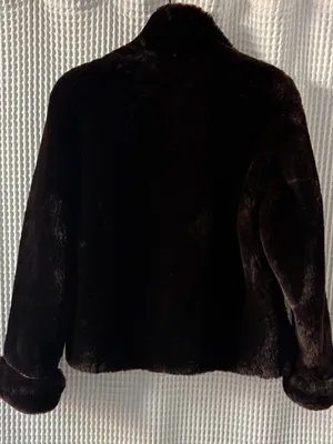 Vintage retro '50s-style chocolate brown soft warm mouton fur womens jacket READ thumbnail 4