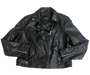 Sam Edelman Black Faux Leather Moto Biker Jacket Womens XL zip 5/2021 EUC thumbnail 1