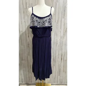 NWT Luxology Dress Womens Size 4 Navy Blue Lace Overlay Spaghetti Strap‎ Midi thumbnail 2