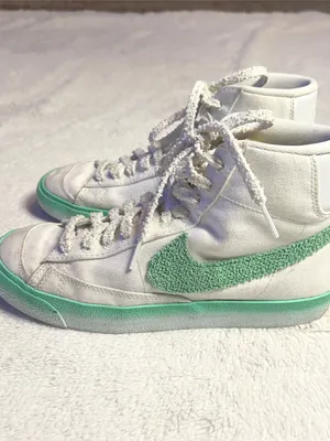 Nike Blazer Mid '77 Green Fade Chenille Swoosh Gum Sole High-Top Sneakers Size 9 thumbnail 8