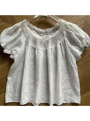 Doen Caprice Lace Trim White Peasant Blouse, S thumbnail 2
