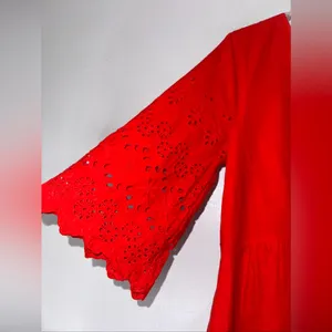 MADEWELL Women's‎ Red Eyelet Lattice Dress SIZE 2 thumbnail 3