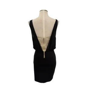 Alice + Olivia Black Nude Lace Cowl Neck Open Back Cocktail Dress Size 4 thumbnail 5