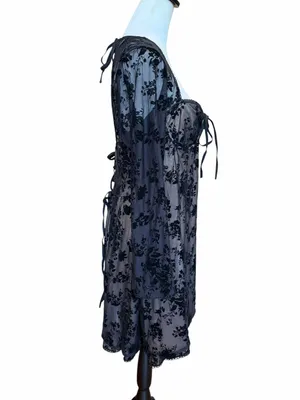 SHEIN Velvet Mini Dress Size XL Black Whimsigoth Fairy Grunge Dark Romantic Goth thumbnail 3