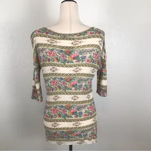 Free People‎ We the Free floral distressed scoop neck T-shirt XS thumbnail 3