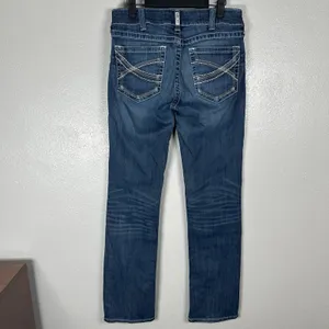 Ariat Real Mid Rise Straight Leg Dresden Jeans Womens 30Long Blue Med Wash Denim thumbnail 3