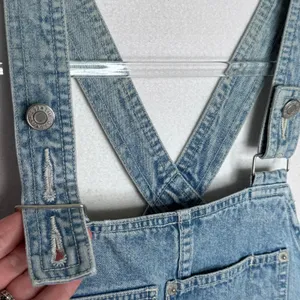 1990s Gap Denim Shortalls Overalls Light Wash Blue Made In Hong Kong Cotton M thumbnail 6