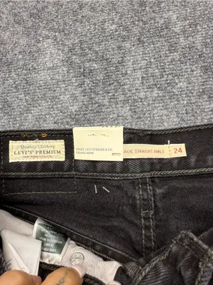 Levi’s Womans 24 Straight Ankle NWT Distressed Black Straight-Leg Jeans thumbnail 5
