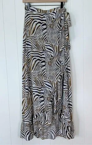 Grifflin Paris Zebra Print Wrap Skirt L thumbnail 1