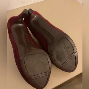 Nine West Women's Suede burgundy platform Heels vintage boots size 8 thumbnail 10
