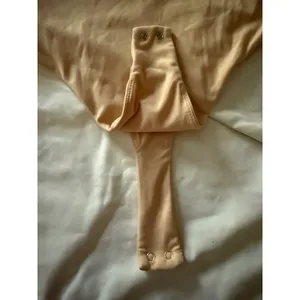 QINSEN Tan Nude Square Neck Bodysuit XS Adjustable Straps Thong Back‎ Stretch thumbnail 6