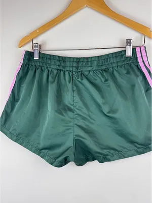 Edikted Nikki Nylon Shorts Dark Green Pink Side Stripe Y2K Athletic Size L thumbnail 9
