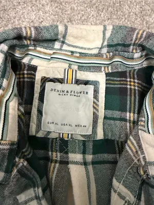 Denim & Flower Classic Green Plaid Women’s Flannel Shirt thumbnail 3