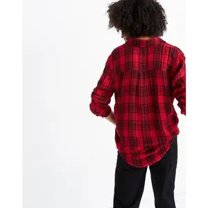 Madewell Women's Classic Ex-Boyfriend Shirt Red & Black Plaid Size M thumbnail 2