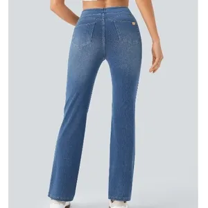 641 | NWT Halara Flex High Waist Flare Leg Stretch Denim Blue Womens S thumbnail 4
