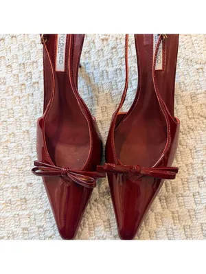 Tony Bianco Quill Slingbacks Kitten Heels in Bordeaux Patent thumbnail 3