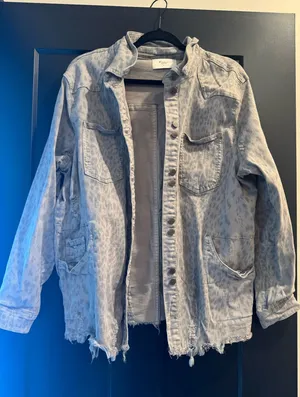 KanCan Leopard print denim jacket thumbnail 1