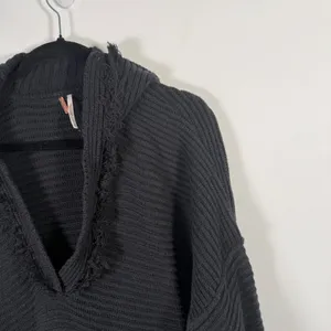 Free People Marlie Pullover Sweater Black Fringe Boho Western Womens Medium thumbnail 3