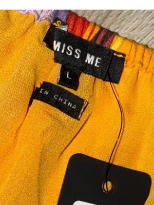 Miss Me Yellow Multi-Stripe Off-Shoulder Blouse long sleeve shirt top thumbnail 3