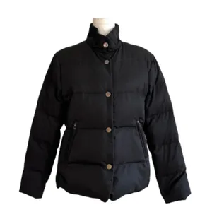 Talbots Puffer Coat Jacket Black Reversible Brown Down Puffer Medium Petite thumbnail 11